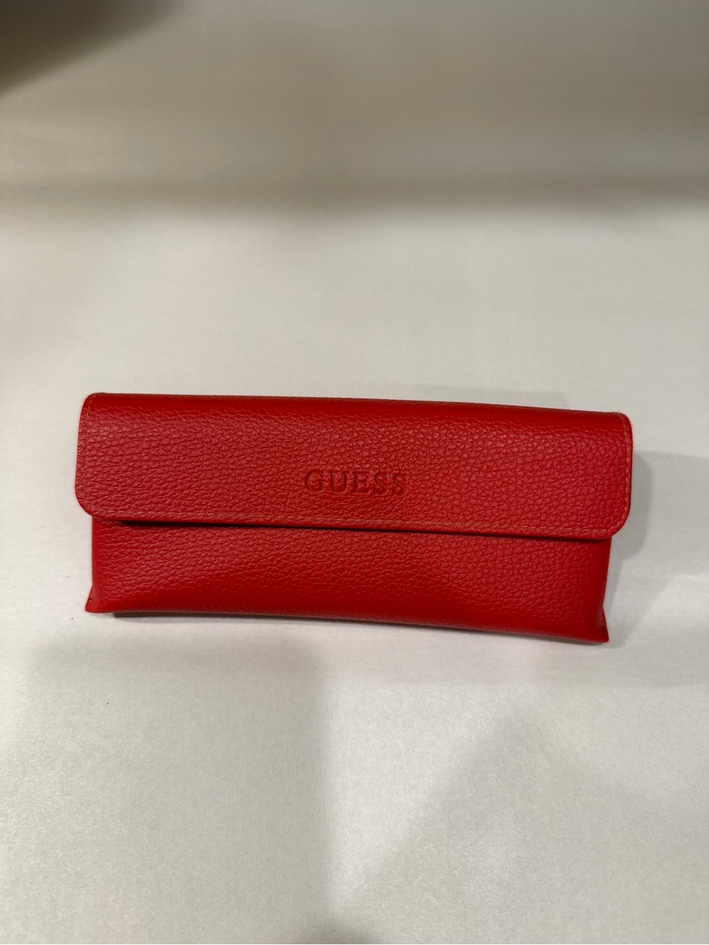 GUESS Red Pebbled Leather Eyewear Pouch